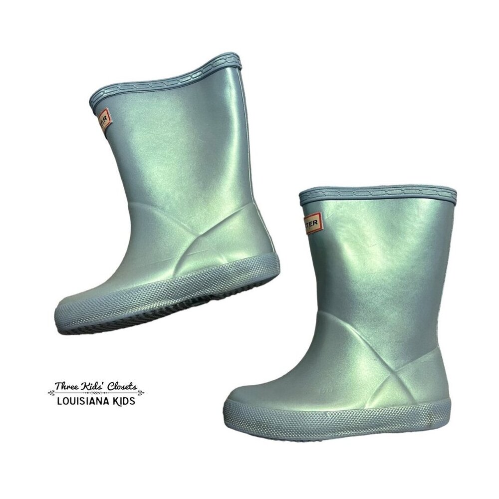 Hunter Sz 7UK / 8US Light Blue Shimmer Rain Boots - Picture 2 of 11